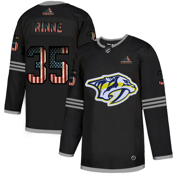 Nashville Predators 35 Pekka Rinne Adidas Men Black USA Flag Limited NHL Jersey